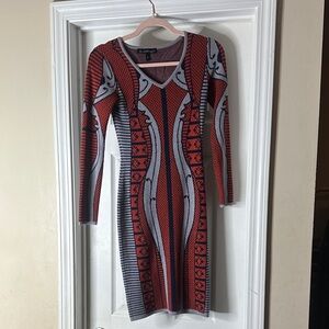 Derek Heart Red and Gray Patterned Mini Dress